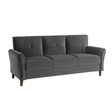 Dunleith Gray Solid Wood And Plywood Velvet Fabric Polyester Upholstered Tufted Sofa - Ella Furniture