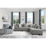 Jayne Gray Solid Wood And Plywood Textured Fabric Upholstery 5-Piece Modular Sectional With Ottoman - Ella Furniture