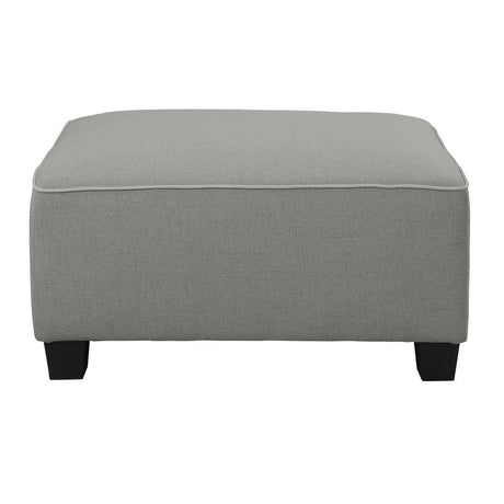 Jayne Gray Solid Wood And Plywood Textured Fabric Polyester Upholstery Ottoman - Ella Furniture
