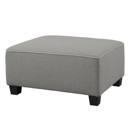 Jayne Gray Solid Wood And Plywood Textured Fabric Polyester Upholstery Ottoman - Ella Furniture