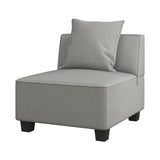 Jayne Gray Solid Wood And Plywood Textured Fabric Upholstery 5-Piece Modular Sectional With Ottoman - Ella Furniture