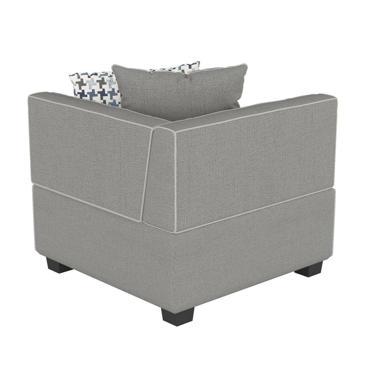 Jayne Gray Solid Wood And Plywood Textured Fabric Upholstery 5-Piece Modular Sectional With Ottoman - Ella Furniture