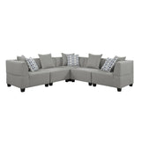 Jayne Gray Solid Wood And Plywood Textured Fabric Upholstery 5-Piece Modular Sectional - Ella Furniture