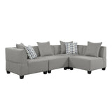 Jayne Gray Solid Wood And Plywood Textured Fabric Upholstery 4-Piece Modular Sectional - Ella Furniture