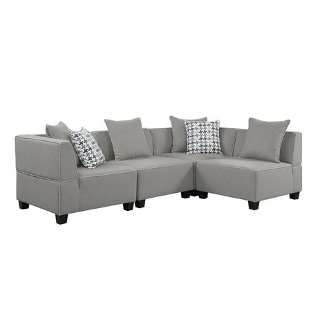 Jayne Gray Solid Wood And Plywood Textured Fabric Upholstery 4-Piece Modular Sectional - Ella Furniture