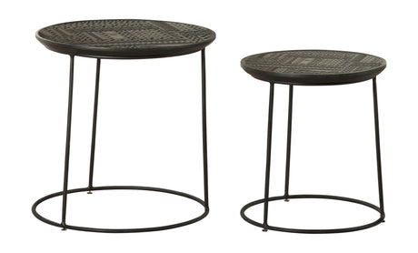 Loannis 2-Piece Round Nesting Table Matte Black - Ella Furniture