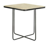 Elyna Square Accent Table Travertine And Black - Ella Furniture