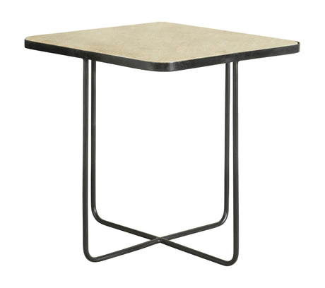 Elyna Square Accent Table Travertine And Black - Ella Furniture