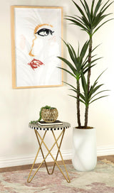 Xenia Round Accent Table With Hairpin Legs Black And White - Ella Furniture