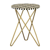 Xenia Round Accent Table With Hairpin Legs Black And White - Ella Furniture