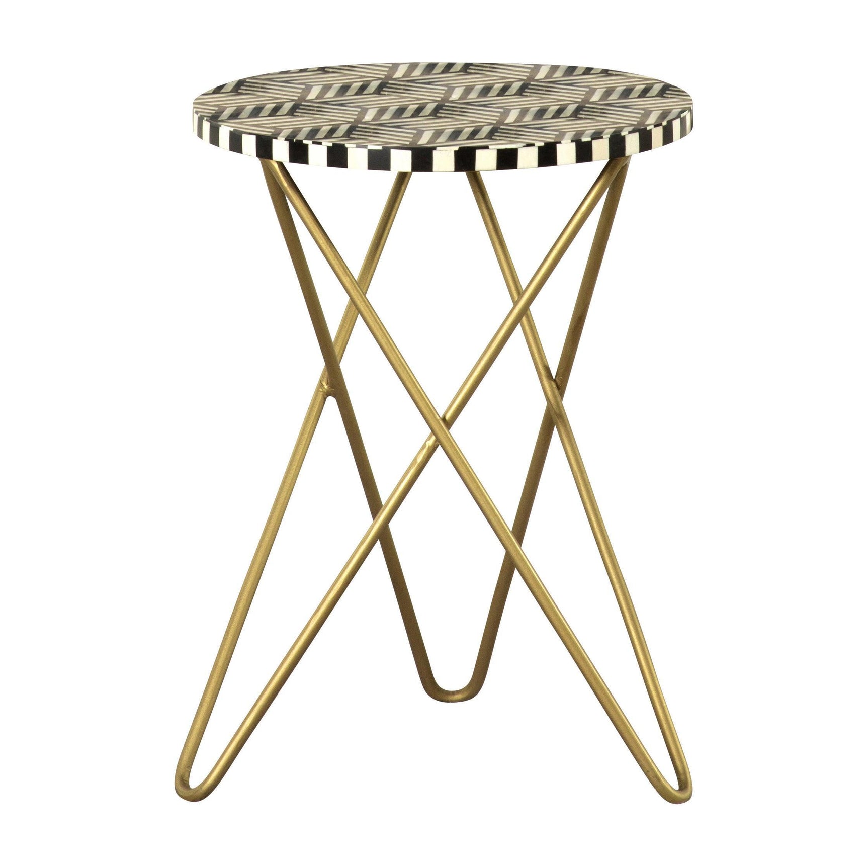 Xenia Round Accent Table With Hairpin Legs Black And White - Ella Furniture