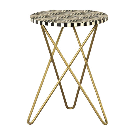 Xenia Round Accent Table With Hairpin Legs Black And White - Ella Furniture