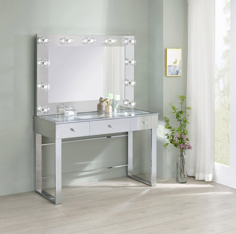 Umbridge 3-Drawer Vanity With Lighting Chrome And White - Ella Furniture