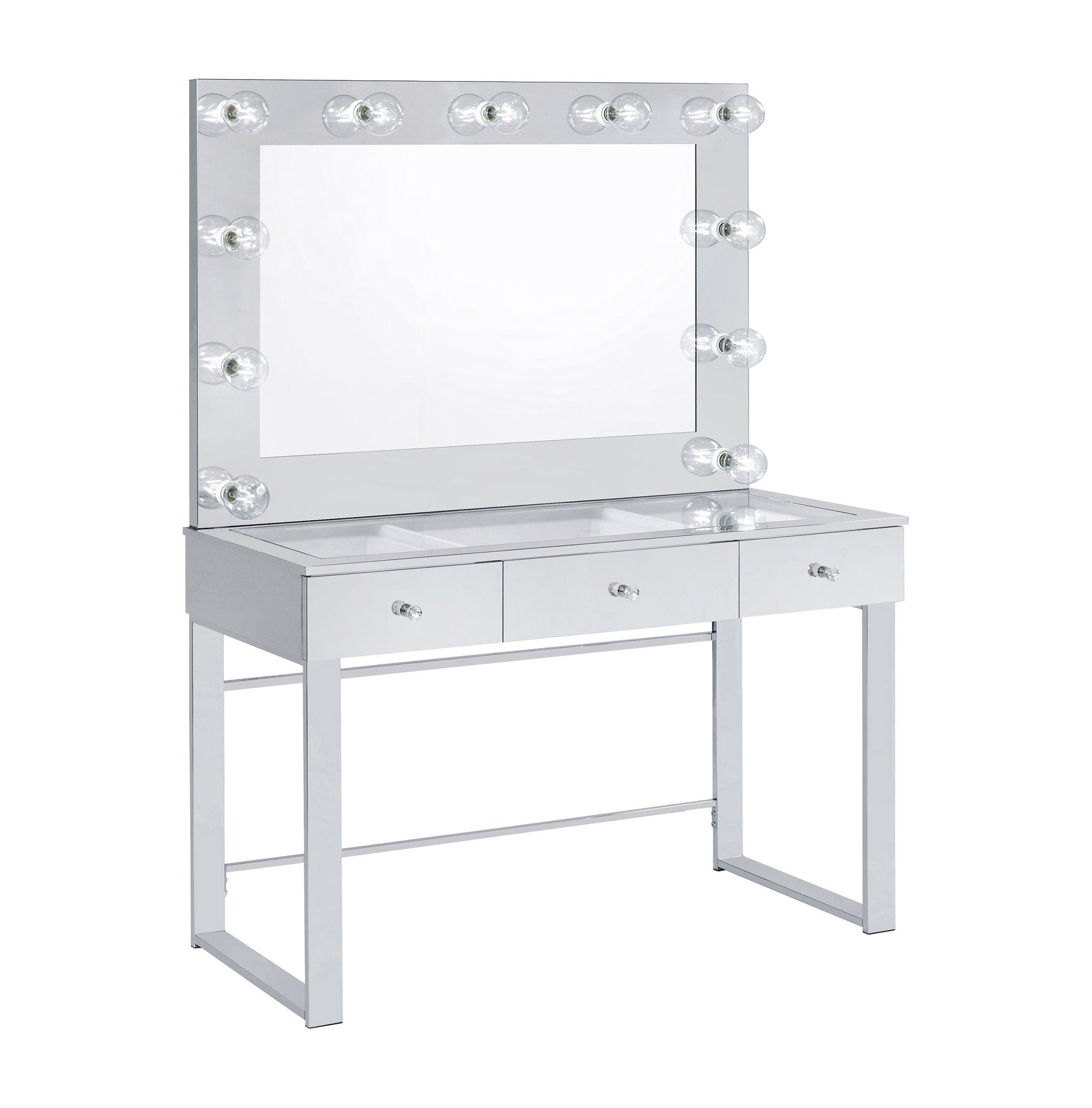 Umbridge 3-Drawer Vanity With Lighting Chrome And White - Ella Furniture