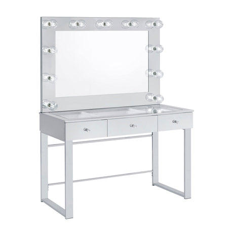 Umbridge 3-Drawer Vanity With Lighting Chrome And White - Ella Furniture