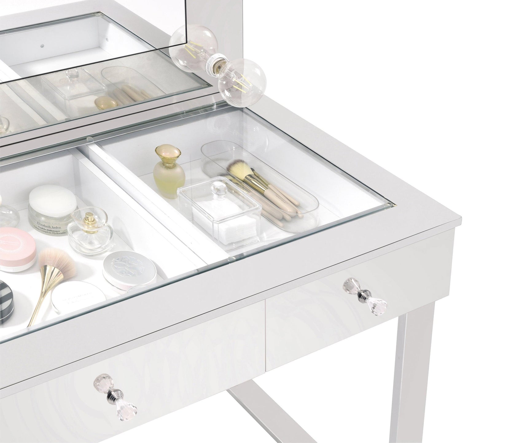 Umbridge 3-Drawer Vanity With Lighting Chrome And White - Ella Furniture