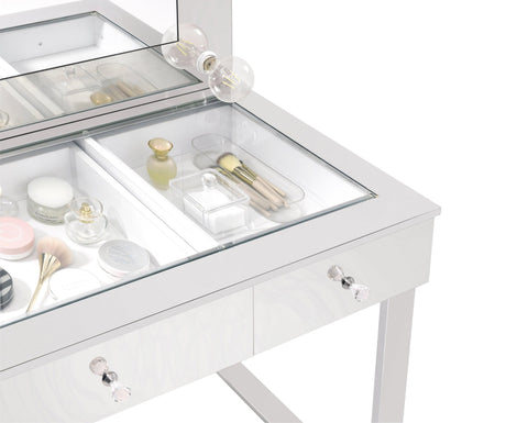 Umbridge 3-Drawer Vanity With Lighting Chrome And White - Ella Furniture