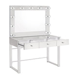 Umbridge 3-Drawer Vanity With Lighting Chrome And White - Ella Furniture