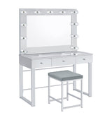 Umbridge 3-Drawer Vanity With Lighting Chrome And White - Ella Furniture