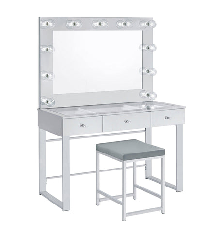 Umbridge 3-Drawer Vanity With Lighting Chrome And White - Ella Furniture