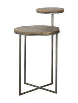 Yael Round Accent Table Natural And Gunmetal - Ella Furniture