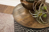 Aurora Round Accent Table With Drum Base Natural And Black - Ella Furniture
