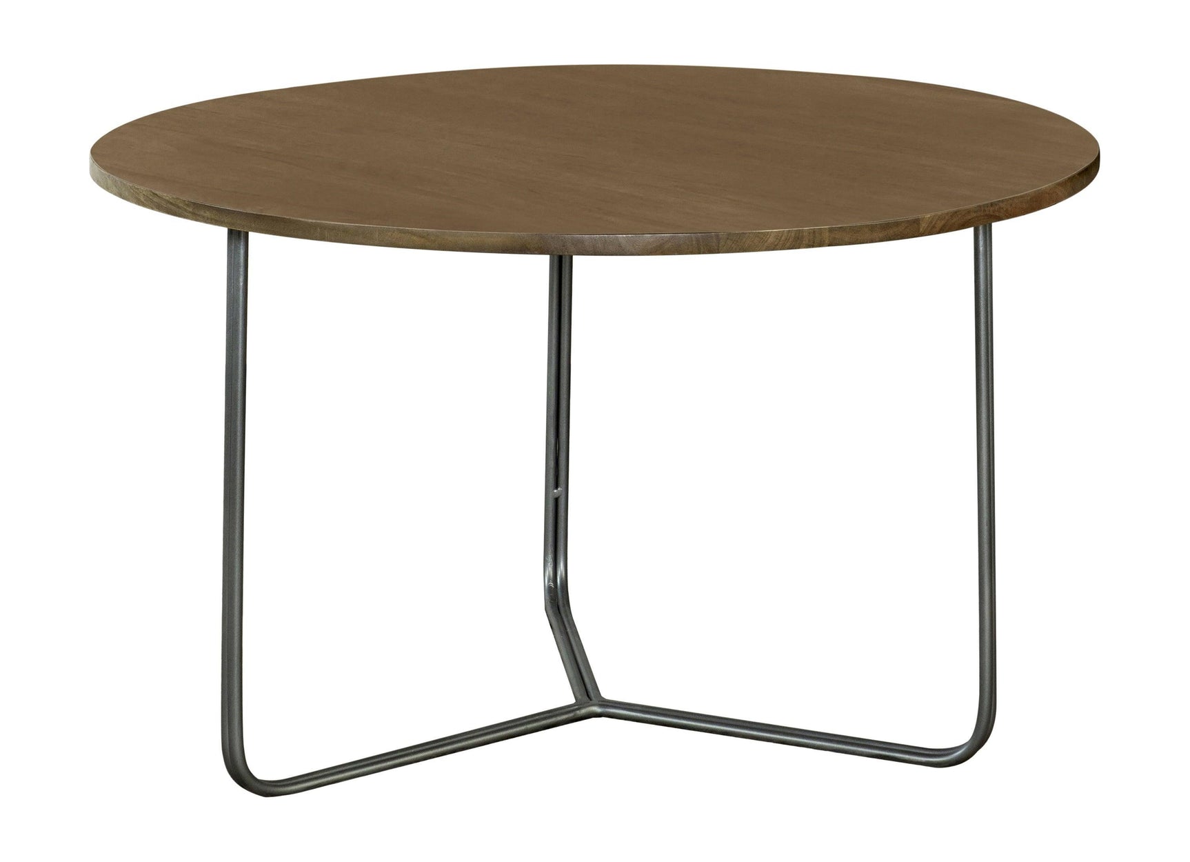 Yaritza Round Accent Table With Triangle Wire Base Natural And Gunmetal - Ella Furniture