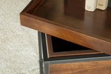 Ondrej Square Accent Table With Removable Top Tray Dark Brown And Gunmetal - Ella Furniture