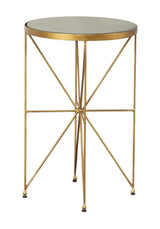 Eliska Round Accent Table With Marble Top Green And Antique Gold - Ella Furniture