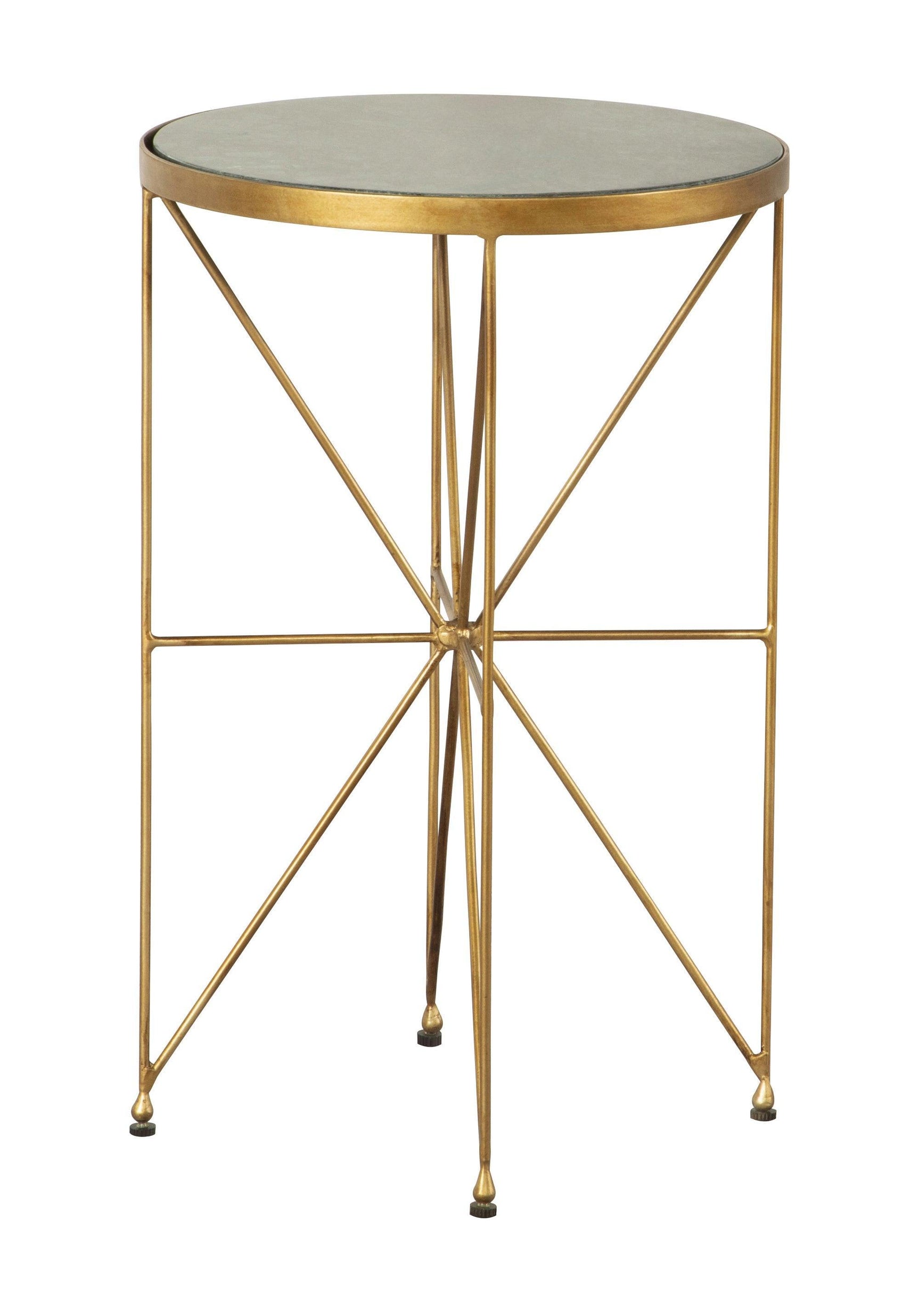 Eliska Round Accent Table With Marble Top Green And Antique Gold - Ella Furniture