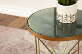 Eliska Round Accent Table With Marble Top Green And Antique Gold - Ella Furniture