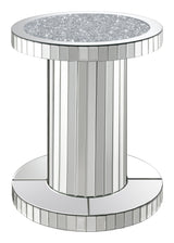 Dorielle Crystal Inlay Round Top Accent Table Mirror - Ella Furniture