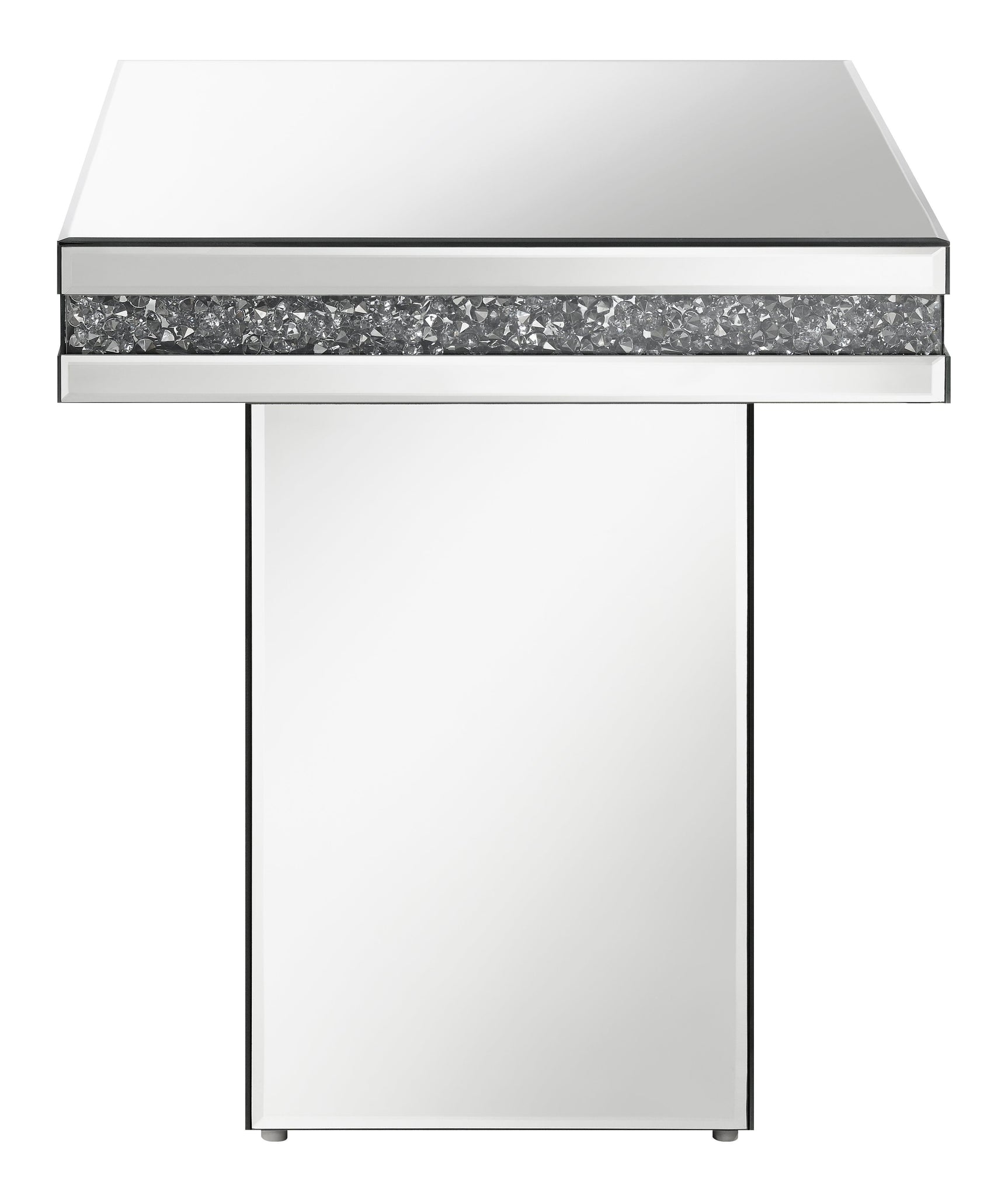 Elora Pedestal Square Top Accent Table Mirror - Ella Furniture