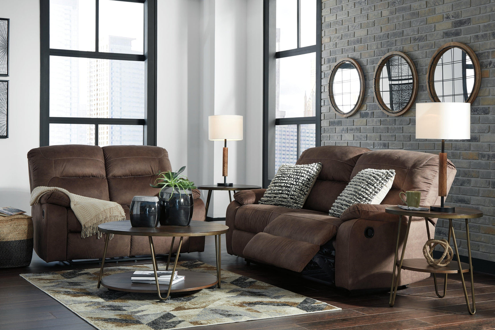 Bolzano Coffee Microfiber Reclining Sofa - Ella Furniture