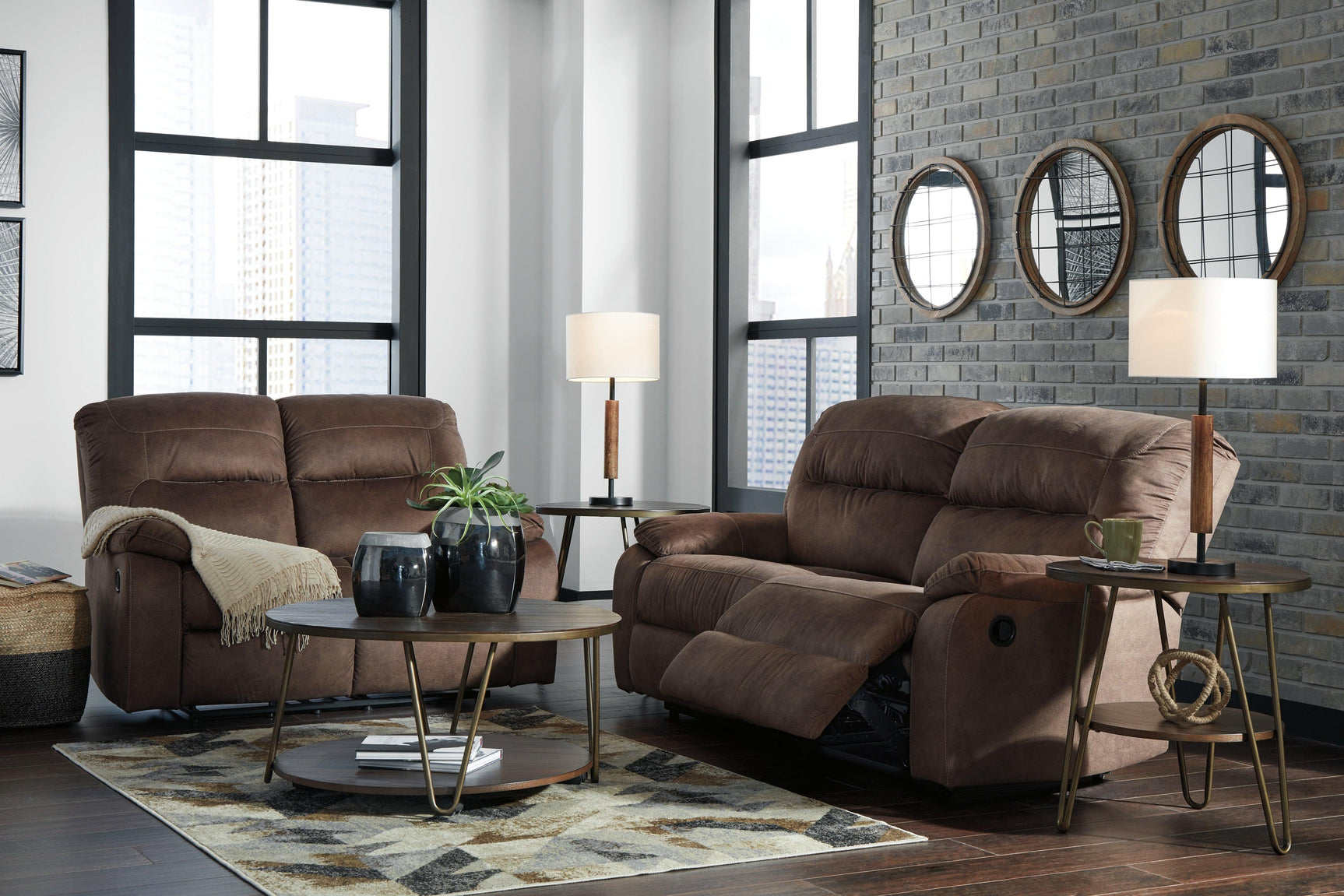 Bolzano Coffee Microfiber Reclining Sofa - Ella Furniture