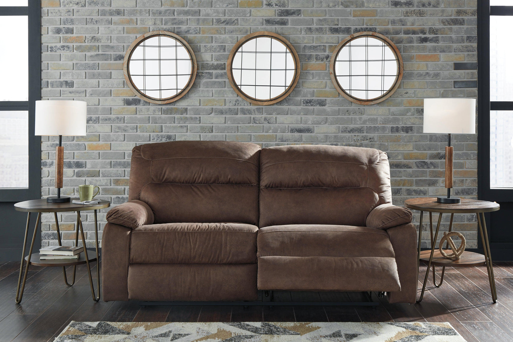 Bolzano Coffee Microfiber Reclining Sofa - Ella Furniture