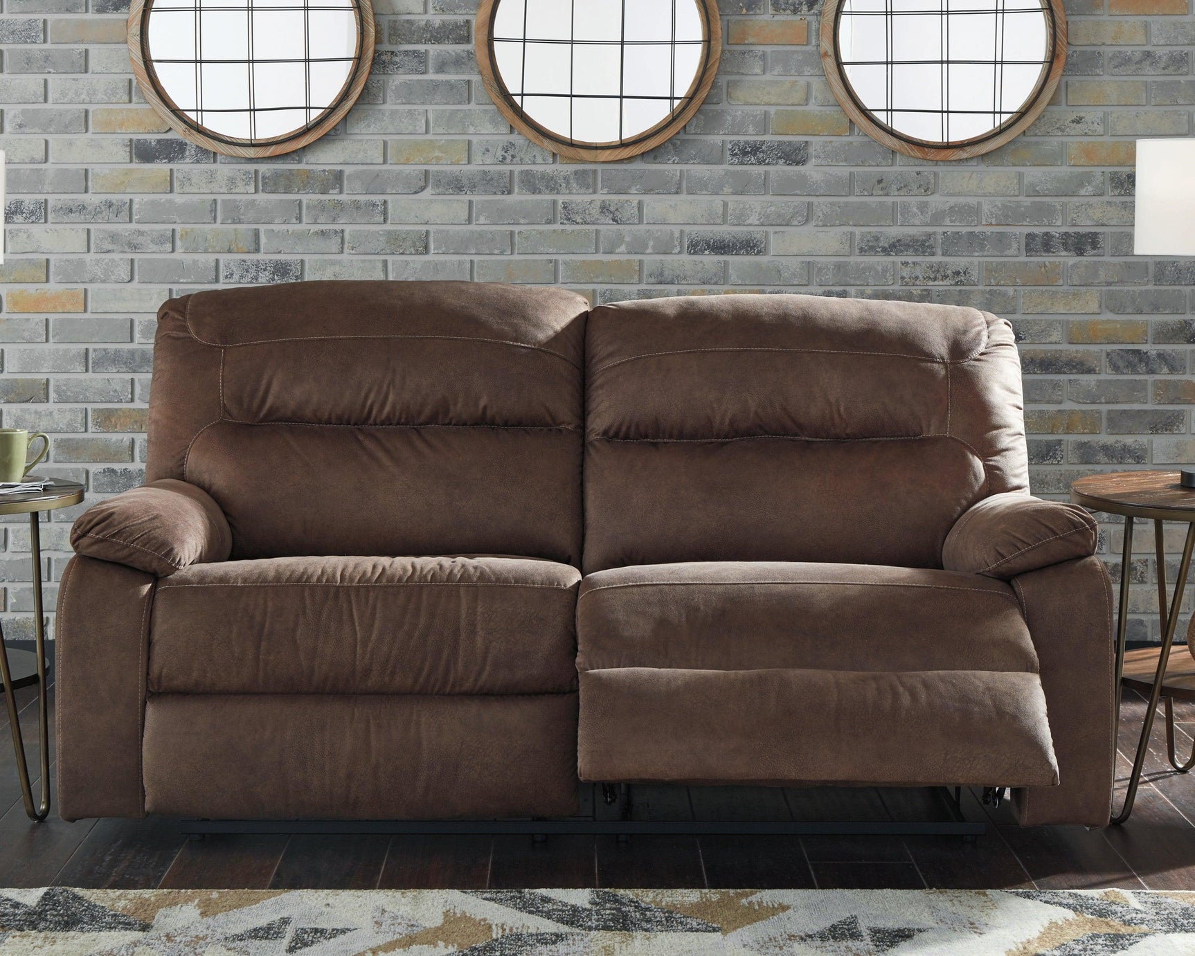 Bolzano Coffee Microfiber Reclining Sofa - Ella Furniture