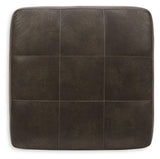 Navi Smoke Faux Leather Oversized Accent Ottoman - Ella Furniture