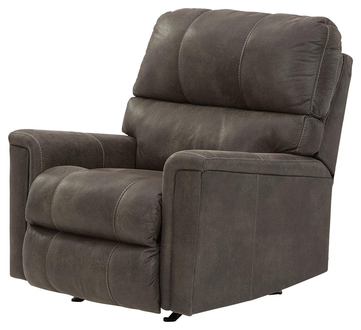 Navi Smoke Faux Leather Recliner - Ella Furniture