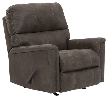 Navi Smoke Faux Leather Recliner - Ella Furniture