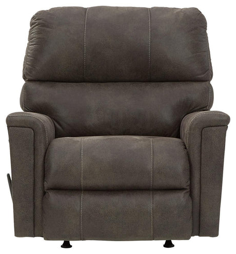 Navi Smoke Faux Leather Recliner - Ella Furniture
