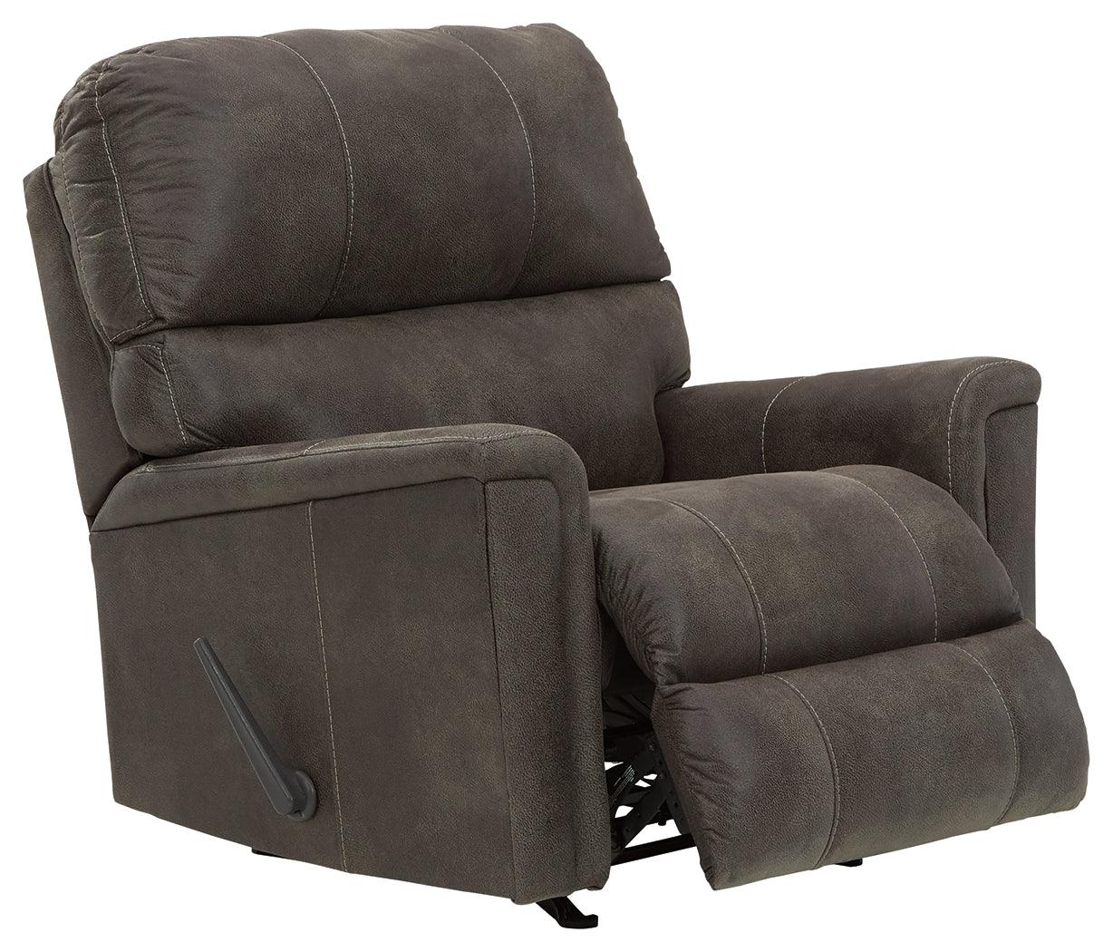 Navi Smoke Faux Leather Recliner - Ella Furniture