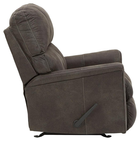 Navi Smoke Faux Leather Recliner - Ella Furniture