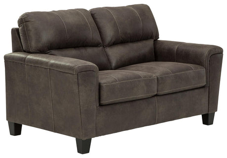 Navi Smoke Faux Leather Loveseat - Ella Furniture