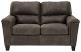 Navi Smoke Faux Leather Loveseat - Ella Furniture