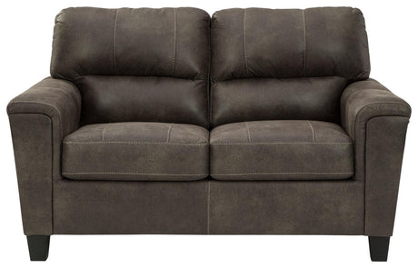 Navi Smoke Faux Leather Loveseat - Ella Furniture