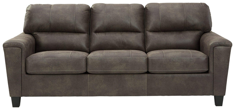 Navi Smoke Faux Leather Queen Sofa Sleeper - Ella Furniture