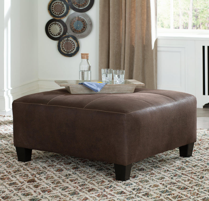 Navi Chestnut Faux Leather Oversized Accent Ottoman - Ella Furniture
