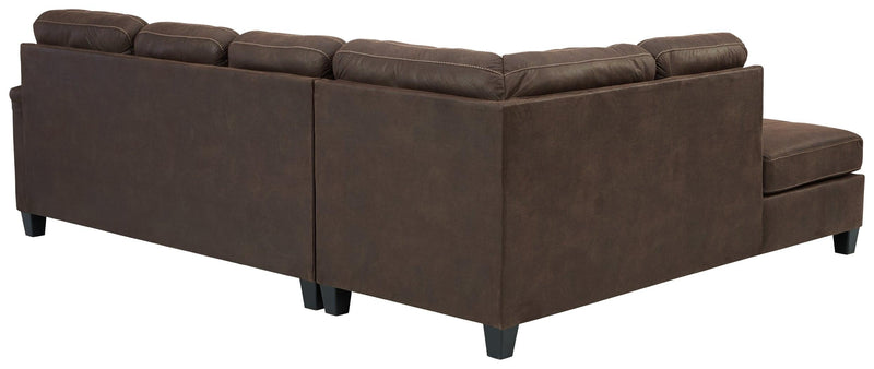 Navi Chestnut Faux Leather 2-Piece Sectional With Chaise - Ella Furniture