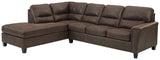 Navi Chestnut Faux Leather 2-Piece Sleeper Sectional With Chaise 94003S3 - Ella Furniture